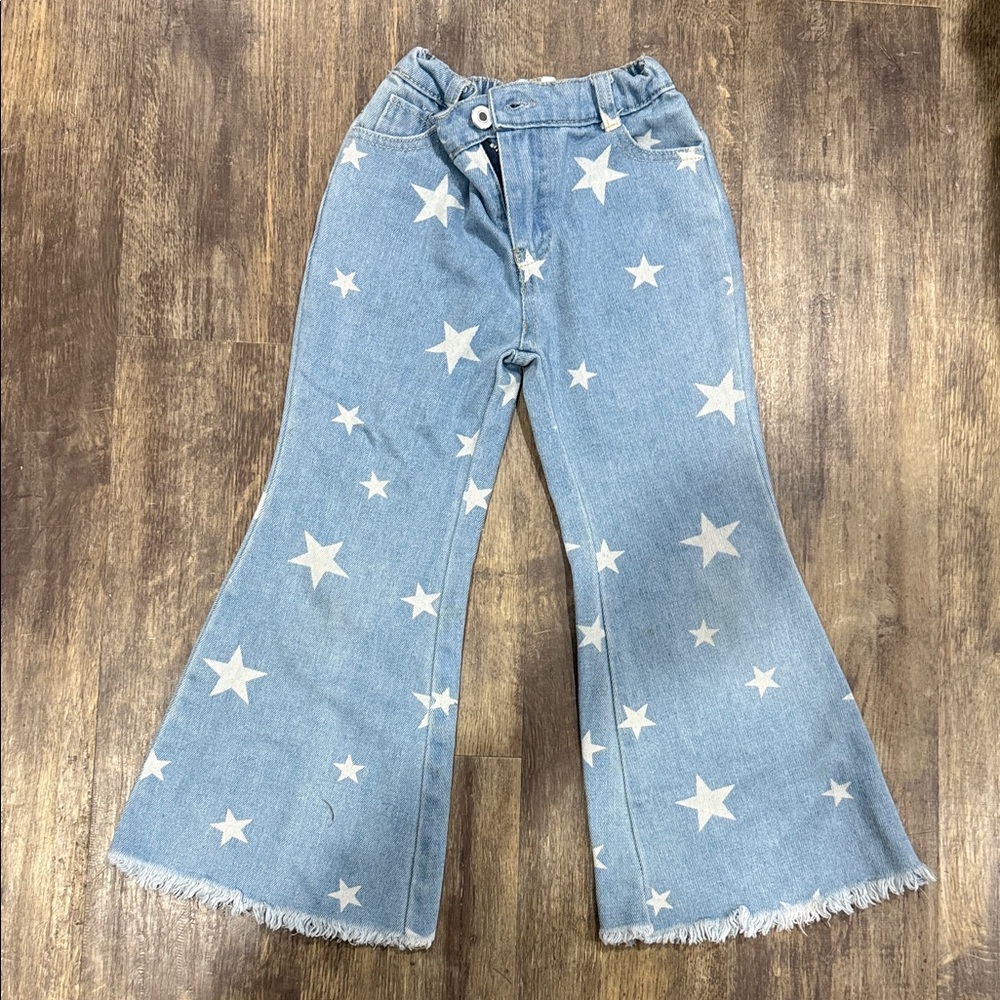 Star Patterned Flared kids Jeans
